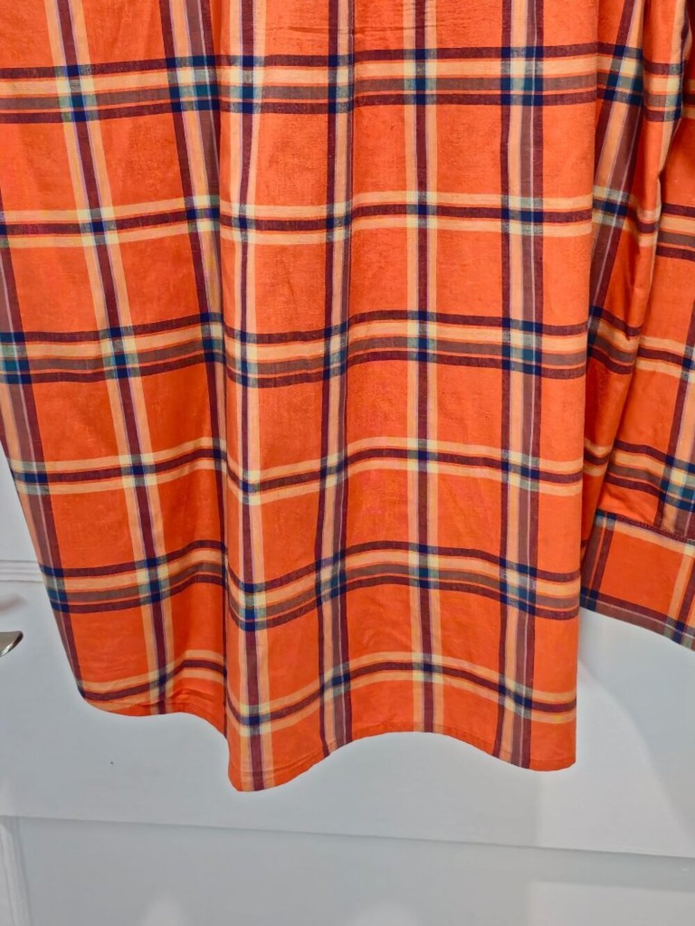 Haggar Forever New Mens L/G Orange Plaid Button-Up Shirt Fade-Resistant Wrinkle - Picture 13 of 13